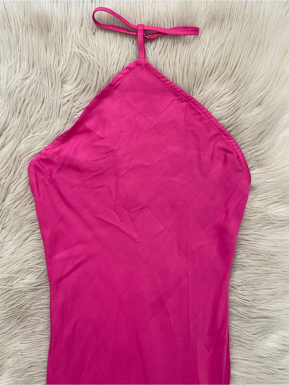 Camila Coelho Payton Maxi Dress Hot Pink Halter Neck Sleeveless Fringe Hem S - Picture 3 of 11